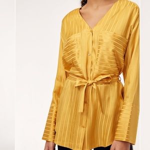 WILFRED | Long-sleeve Blouse w/ Waist Tie | Arabian Gold